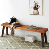 Banco de comedor de madera de acacia para patio con patas de acero