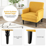 Sillón Moderno Tapizado Acolchado con Patas de Madera de Caucho