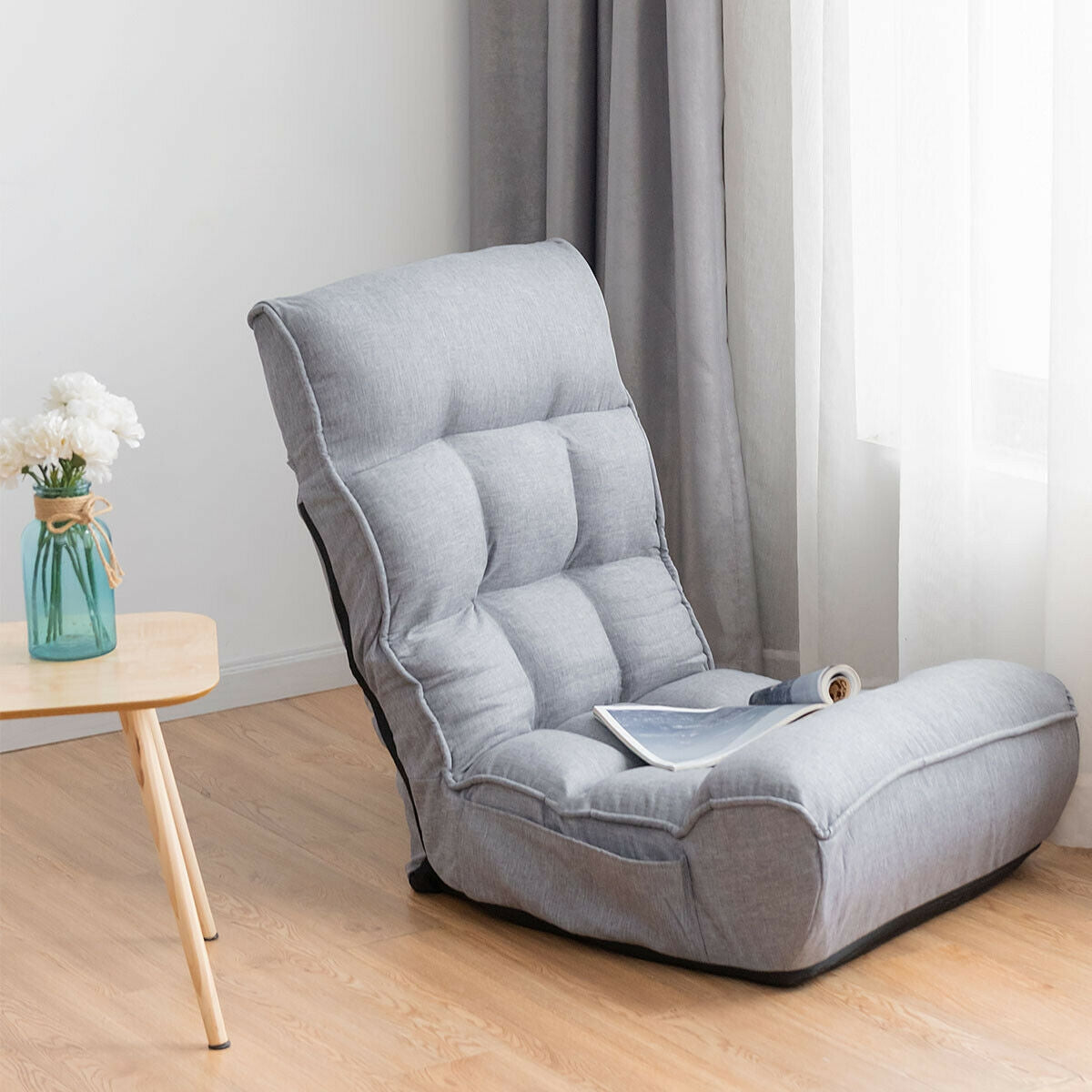 Sofá perezoso plegable con silla de suelo ajustable de 4 posiciones