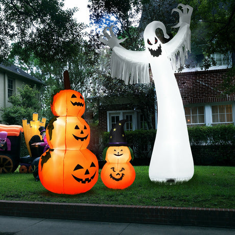 Fantasma espeluznante inflable de Halloween de 12 pies con soplador y luces LED