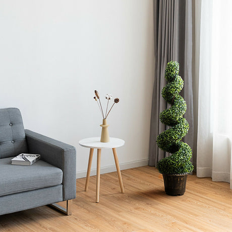 Árbol artificial de boj en espiral de 4 pies con hojas verdes