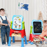 Pizarra de arte magnética de doble cara ajustable en altura para niños