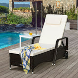 Tumbona reclinable acolchada para exteriores con respaldo ajustable