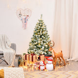 Árbol de Navidad artificial de 4.5 pies, preiluminado, con nieve y bisagras