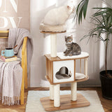 Árbol de actividades para gatos de madera de 46 pulgadas con plataforma y cojines