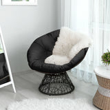 Sillón Papasan de Ratán Ergonómico Giratorio 360 Grados Cojín Suave para Jardín
