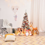 Árbol de Navidad artificial tipo lápiz con bisagras sin luz, cubierto de nieve, de 4.5 pies con 242 ramas