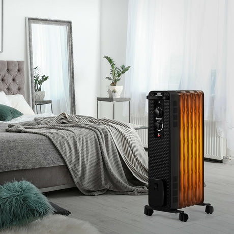 Calefactor de aceite de 1500 W, radiador portátil con termostato ajustable