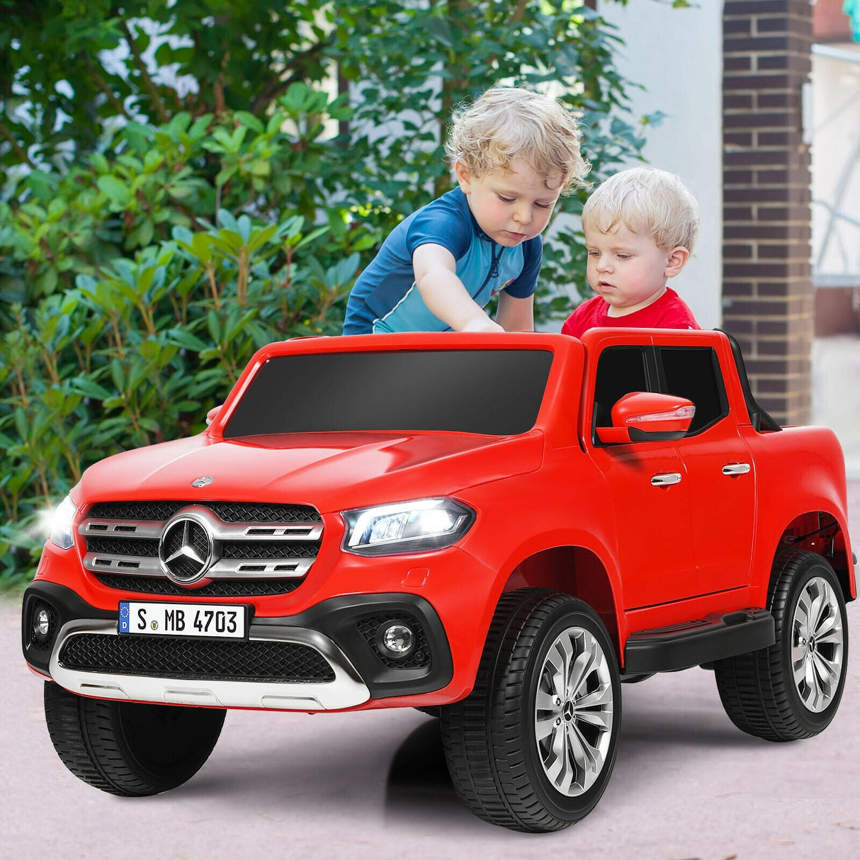 Coche Eléctrico de 12 V para Niños de 2 Plazas, con Licencia Mercedes Benz Clase X, con Mando a Distancia y Maletero - Rojo