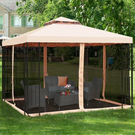 Dosel de metal de 10 x 10 pies y 2 niveles ventilado con mosquitero