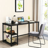 Escritorio de ordenador de 47 pulgadas, mesa de estudio, estación de trabajo para el hogar con estante ajustable, negro