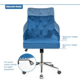 Tufted Upholstered Swivel Computer Desk Chair with Nailed Tri