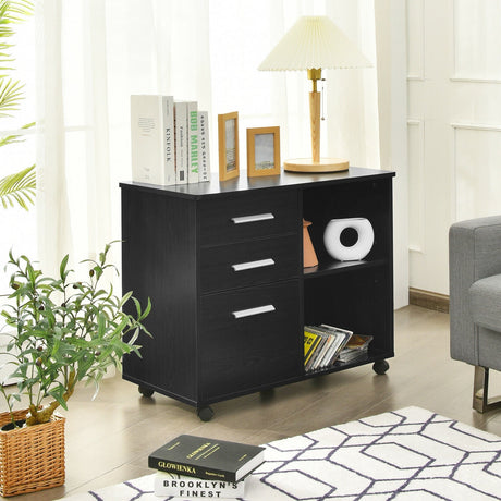Archivador lateral móvil de 3 cajones con soporte para impresora