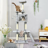 Árbol para gatos de 66 pulgadas, condominio, centro de actividades multinivel para gatitos - Gris