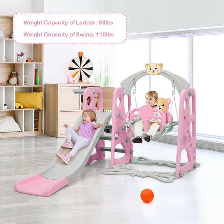 Juego de tobogán 3 en 1 para niños pequeños con trepador y columpio
