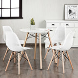 Juego de 4 sillas de plástico modernas con diseño calado y patas de madera
