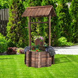 Cubo/Maceta decorativa de madera para jardín con pozo de los deseos