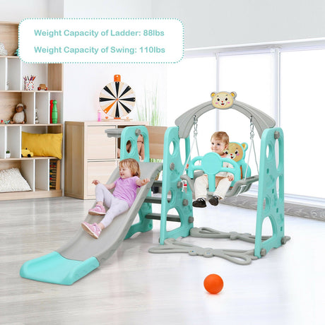 Juego de tobogán 3 en 1 para niños pequeños con trepador y columpio