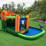Castillo hinchable con tobogán y parque acuático sin soplador