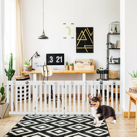 Barrera de seguridad plegable de madera de 24 pulgadas para mascotas, con bisagra de 360°