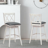 2 Pieces 29 Inches Swivel Counter Height Barstool Set with Rubber Wood Legs