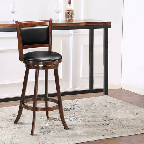 Taburete giratorio de altura de barra de 29 pulgadas, de madera tapizada para comedor