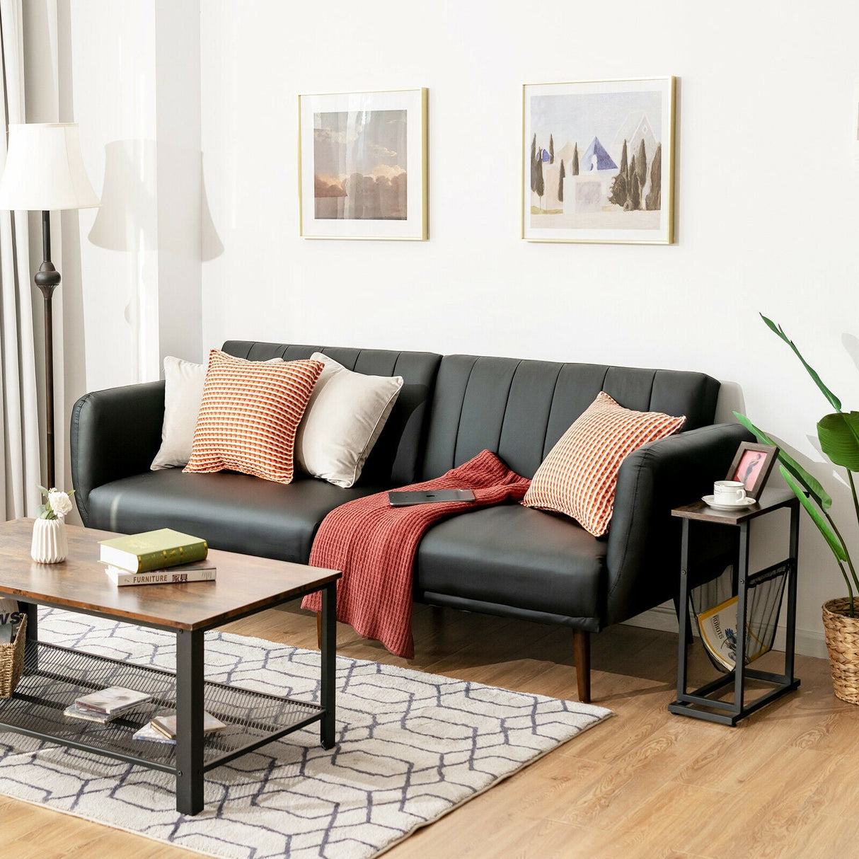 Sofá cama convertible de 3 plazas con respaldo ajustable para sala de estar