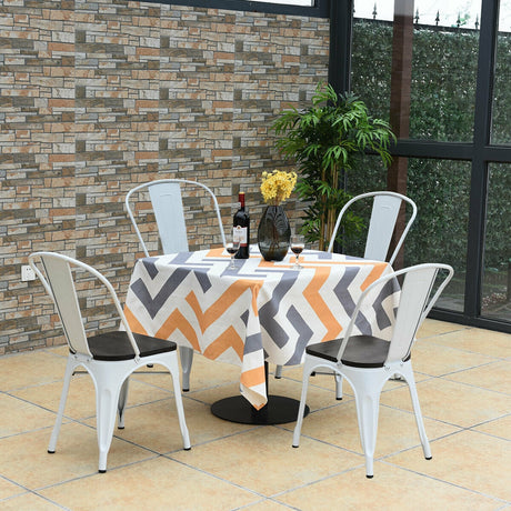 4 sillas de comedor metálicas apilables estilo Tolix con asiento de madera