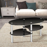 Mesa de centro ovalada de cristal templado