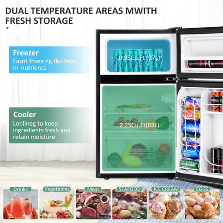 Refrigerador compacto de acero inoxidable de 3.2 pies cúbicos