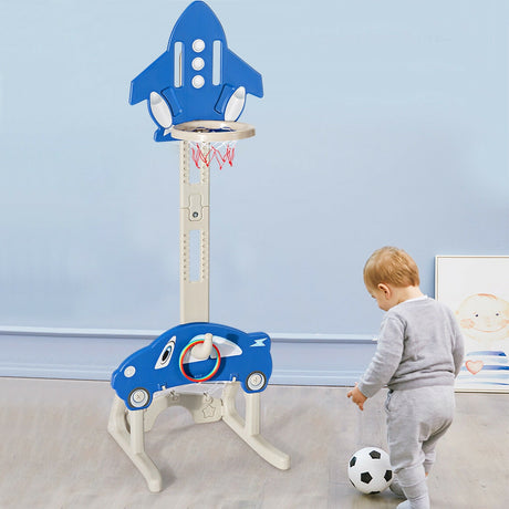 Canasta de baloncesto 3 en 1 para niños con pelotas - Azul