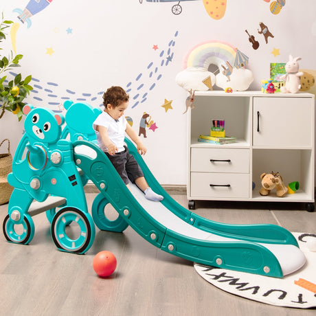 Tobogán plegable 4 en 1 para bebés y niños pequeños con pelota