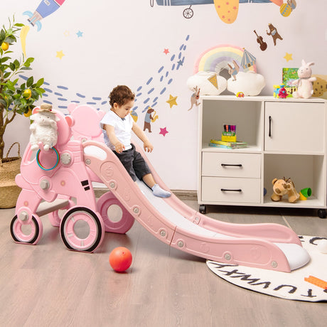 Tobogán plegable 4 en 1 para bebés y niños pequeños con pelota