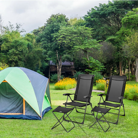 Juego de 4 sillas de comedor plegables con respaldo ajustable para patio