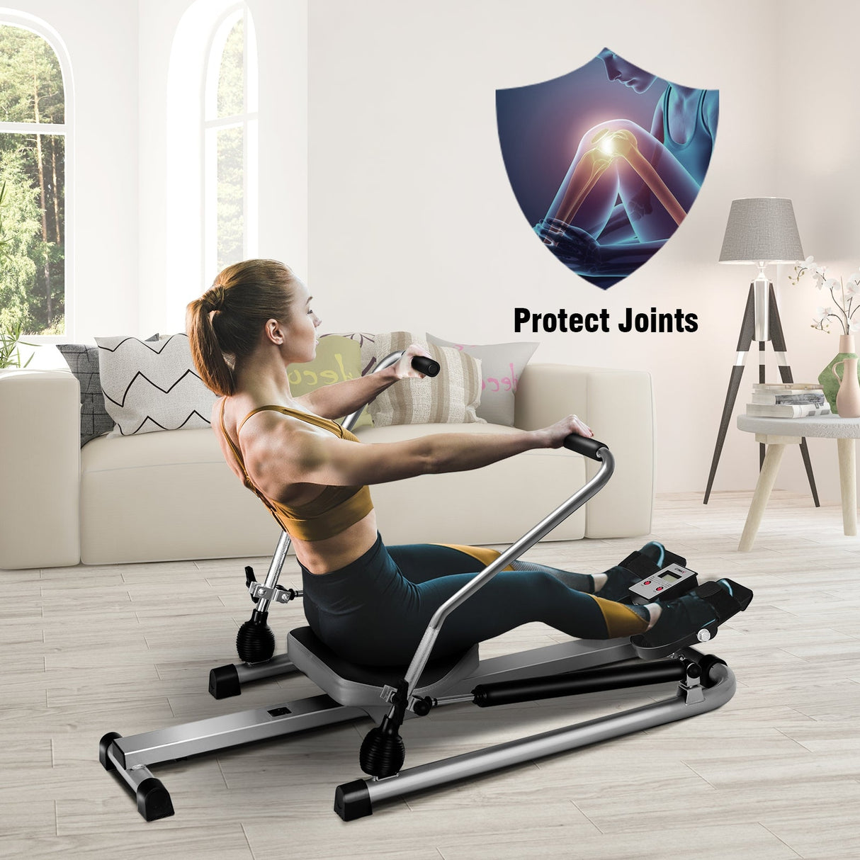 Máquina de remo de doble resistencia hidráulica ajustable para ejercicio