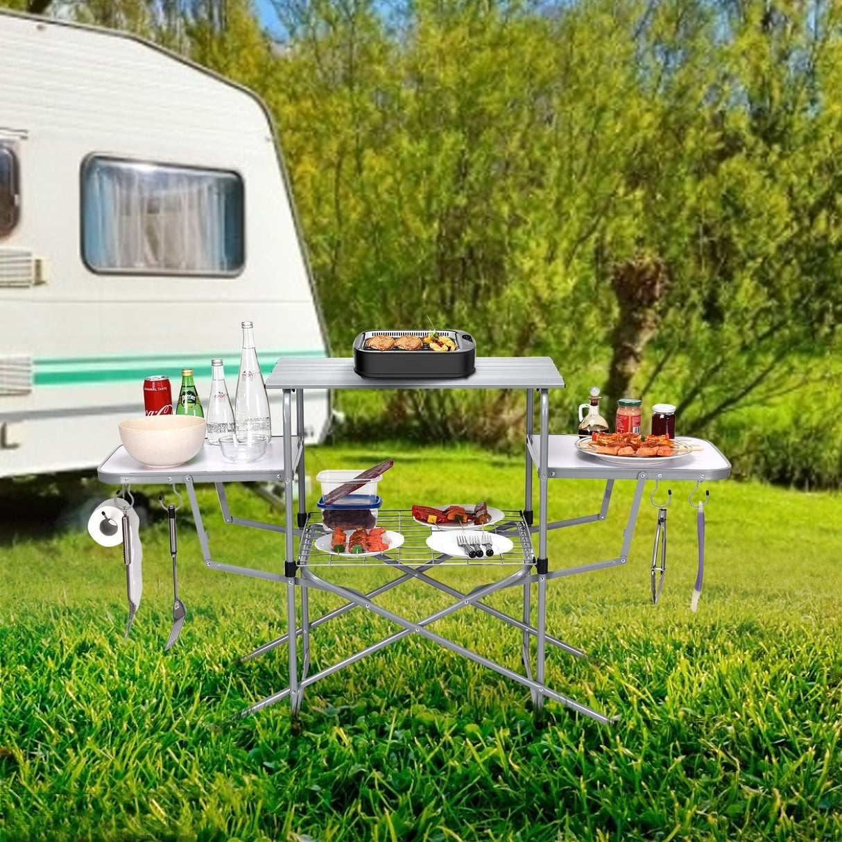 Mesa de barbacoa plegable para exteriores