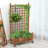 Caja de jardinera de madera de 50 pulgadas con enrejado móvil para plantas trepadoras