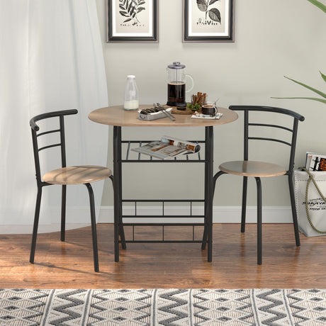Juego de mesa de comedor de 3 piezas y 2 sillas para cocina, bistró, pub y hogar