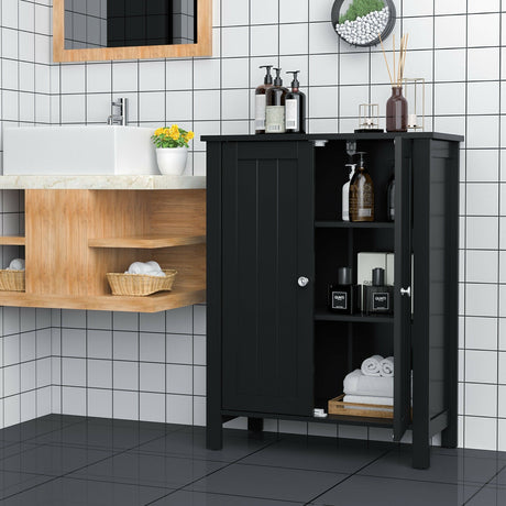 Organizador de almacenamiento de pie para baño de 2 puertas con ahorro de espacio