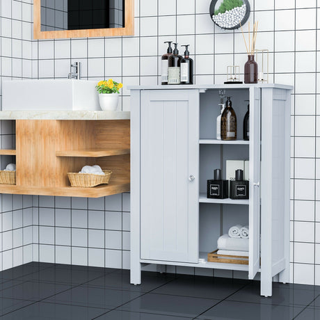 Organizador de almacenamiento de pie para baño de 2 puertas con ahorro de espacio