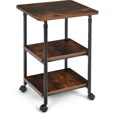 Soporte de impresora ajustable de 3 niveles con ruedas giratorias de 360°