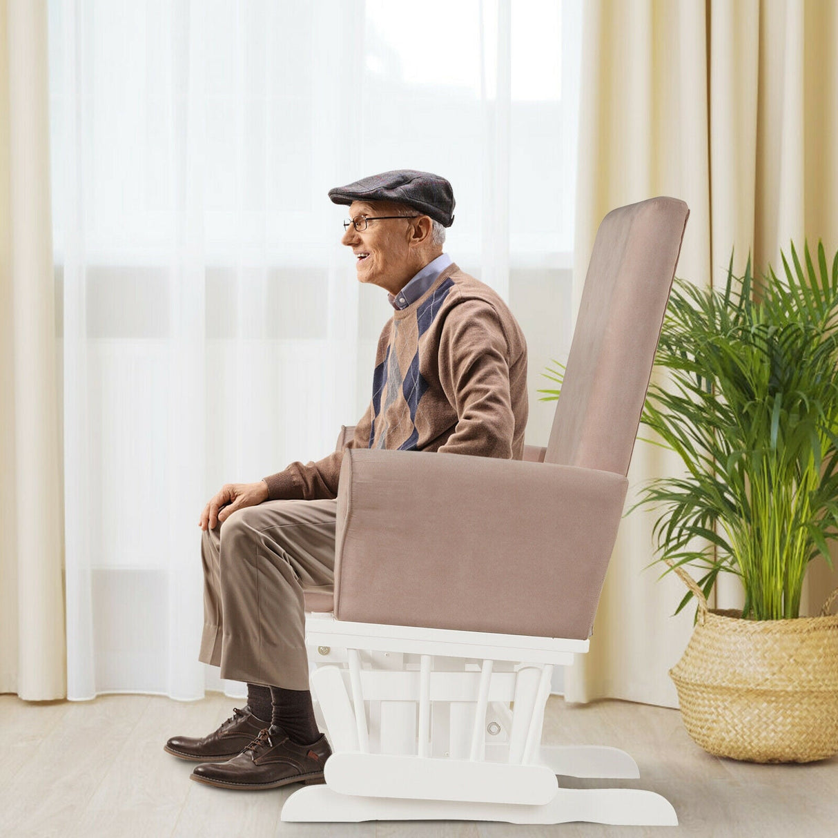 Set de sillón mecedora y otomana con cojines para guardería de bebé