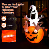 Decoración inflable de jardín de calabaza de Halloween de 1,8 m con luz LED incorporada