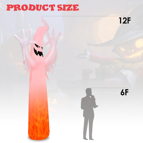 Decoración inflable de Halloween de 12 pies con luces LED integradas