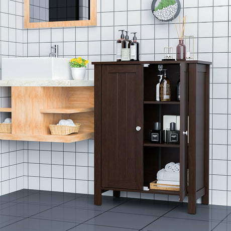 Organizador de almacenamiento de pie para baño de 2 puertas con ahorro de espacio