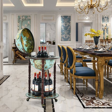 Minibar de globo de 17 pulgadas con mapa italiano del siglo XVI, carro estantería para botellas de licor