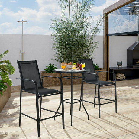 Juego de 3 taburetes de mesa de bar para patio exterior