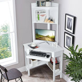 Corner Computer Desk with Hutch and Storage Shelves