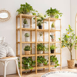 Estante multifuncional de bambú para exhibición de plantas y flores