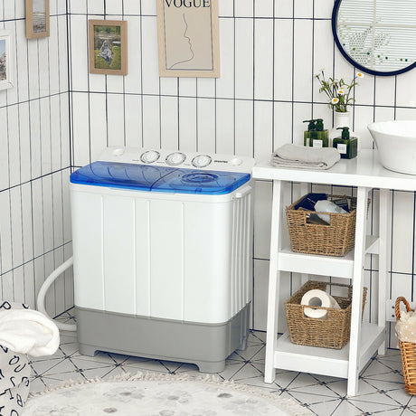 Lavadora portátil 2 en 1 de 10 kg de capacidad con control de temporizador